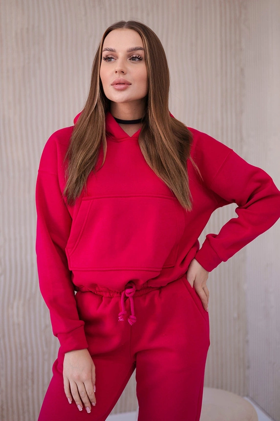 Insulated set with a sweatshirt tied at the bottom fuchsia