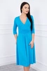 Dress with cut-off under the bust, 3/4 sleeves turquoise