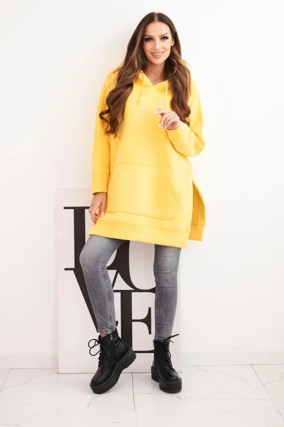 Insulated sweatshirt with side slits yellow