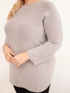 Dámsky sveter plus size s lodičkovým výstrihom Capuccino