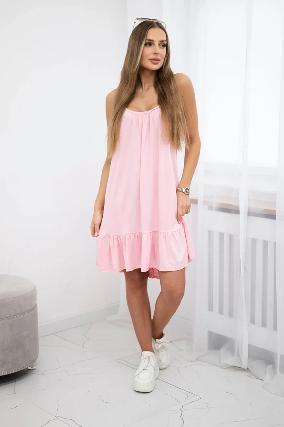 Dress with thin straps powdered pink