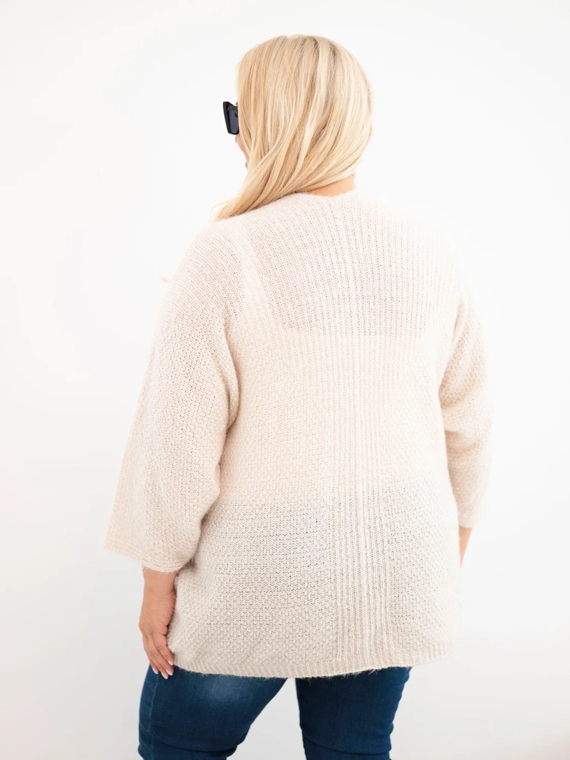 Damen Pullover Plus Size mit Taschen ohne Verschluss beige
