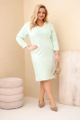 Plus Size women's dress with a V-neck and mint sleeves, butter color