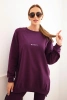 Women's cotton set sweatshirt and leggings with the inscription Minimal plum