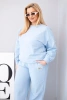 Dámská souprava Plus Size bavlněná s volnou mikinou a kalhotami s širokým nohavicí modrá