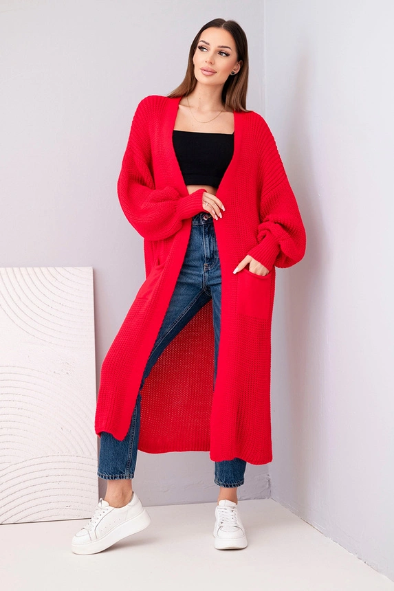 Pullover lange Strickjacke rot