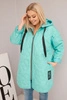 Women's Plus Size quilted jacket with a hood and the inscription HOPE mint