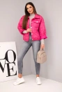 Women's spring quilted jacket with a floral pattern fuchsia