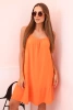 Women's muslin dress with straps and frill oranges