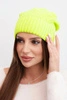 Women's winter wool hat with double rolled-up cuff K426 neon yellow