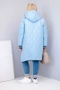 Plus Size women's quilted jacket with a hood and sporty cuffs blue