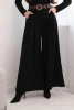 Women's trousers with wide legs and a belt black