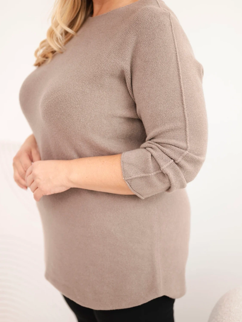 Plus size women's sweater with a boat neckline Fango