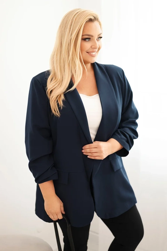 Dámska elegantná plus size sako modrá