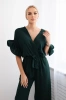 Jumpsuit tied at the waist with decorative sleeves dark green