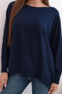 Damenpullover mit längerem Rücken und geprägtem Stern blau
