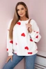 Butterfarbenes Sweatshirt mit Herz-Print rot