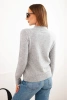 Women's sweater with a half-turtleneck made of soft knit gray