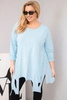 Women's Plus Size cotton blouse with an asymmetrical hem and cutouts blue