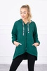 Sweatshirt with longer back and hood green