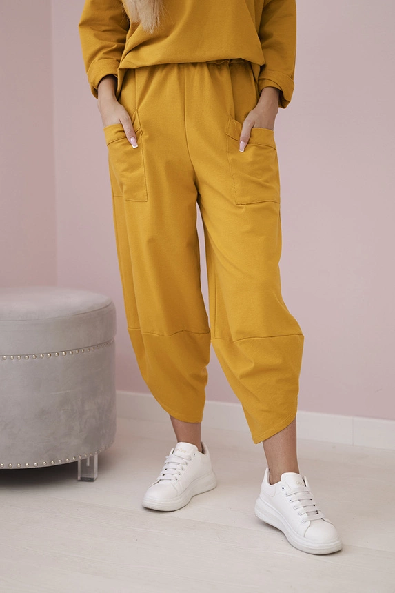 Cotton sweatshirt pants set mustard