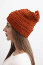 Women's winter hat with a classic ribbed knit K439 rust