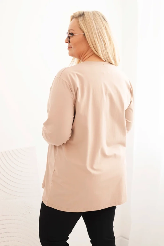 Bluzka damska Plus Size z dekoltem V i długim rękawem fango