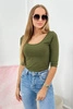 Round neckline blouse khaki