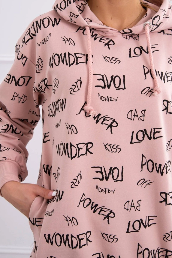 Sweatshirt with inscriptions dark powdered pink