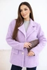 Women's jacket made of soft lamb with collar light purple