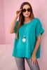 Muslin blouse with a necklace light teal