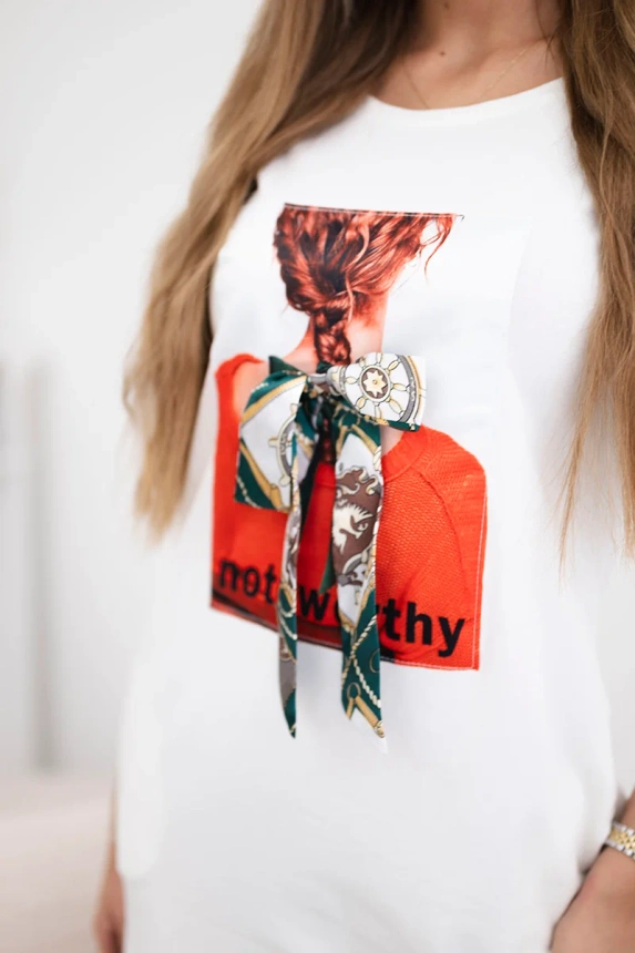 Dress with graphics 3D Noteworthy ecru