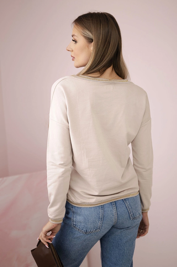 Damen-Sweatshirt mit Pailletten-Schriftzug beige
