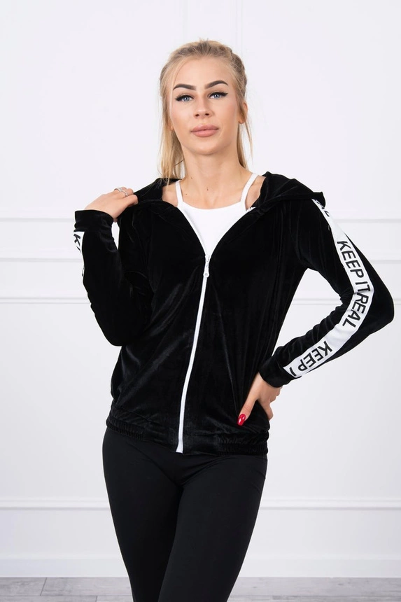 Velor sweatshirt with a hood black