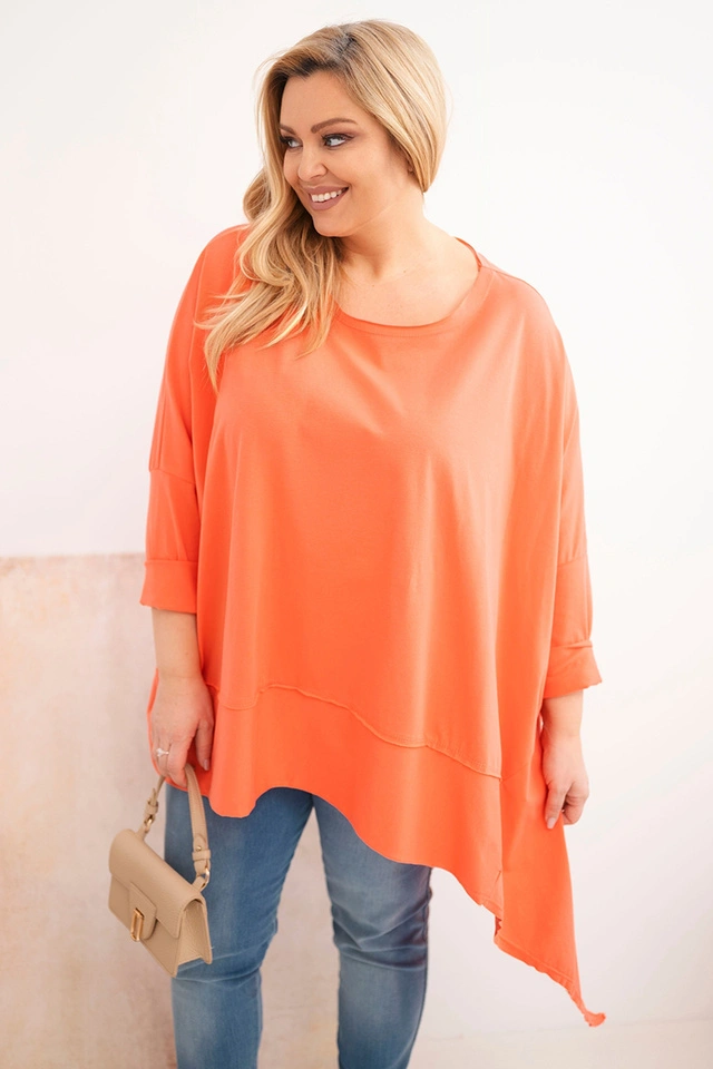 Damen Tunika Plus Size aus Baumwolle mit asymmetrischem Saum mehrfarbig