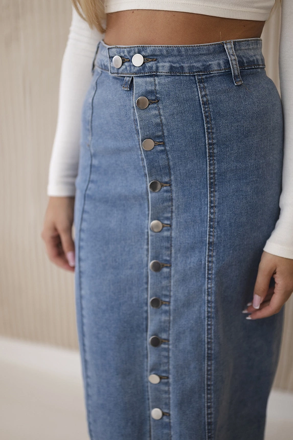 Dlouhá sukně s knoflíky světlý denim