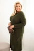 Damen Plus Size Strickkleid mit Mohair Oversize mit Tasche khaki