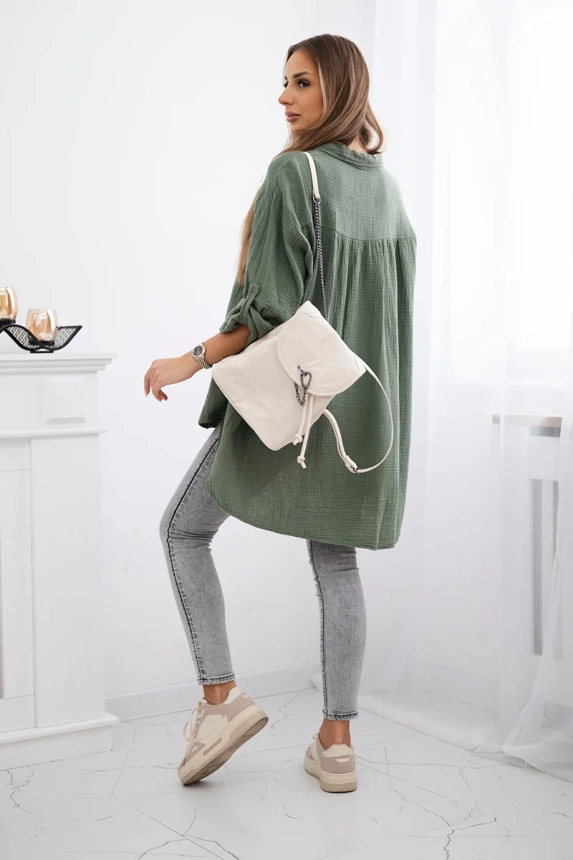 Medvilniniai muslino marškiniai khaki