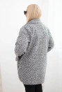 Dámský kabát Plus Size beránek s vlnou a kapsami grafitový melange
