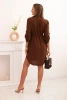 Dress with button closure and waist tie chocolate
