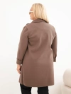 Płaszcz damski elegancki Plus Size z kołnierzem i dużymi kieszeniami fango