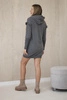 Dress with decorative frills and a hood graphite