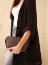 Women's oversized loose knit open-front sweater brown