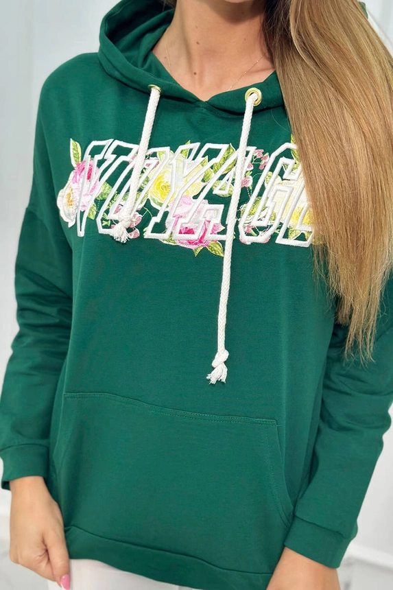 Sweatshirt with Voyage inscription green