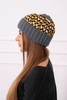 Women's cap Iris K348 dark grey+yellow
