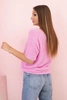 Women's sweater made of soft fluff with a V-neck and short sleeves light pink