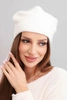 Women's classic smooth wool beanie cap K420 white