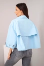 Women's spring cotton button-up jacket with a collar blue