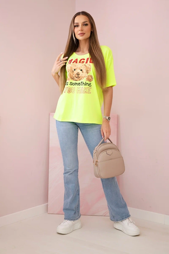 Halenka s potiskem Magic yellow neon