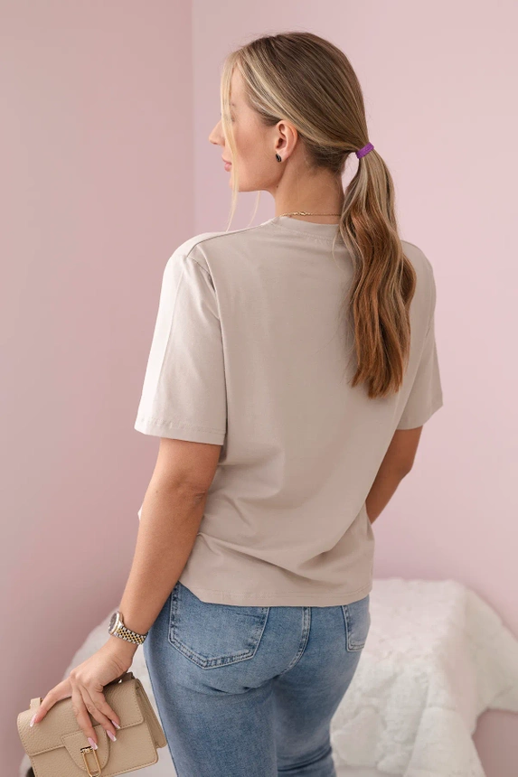 Bavlnená blúzka s kvetinovou potlačou béžový